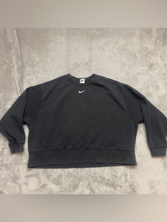 Nike Tops - Nike Phoenix Fleece Cropped Crewneck Sweatshirt Size 2X Black Center Logo